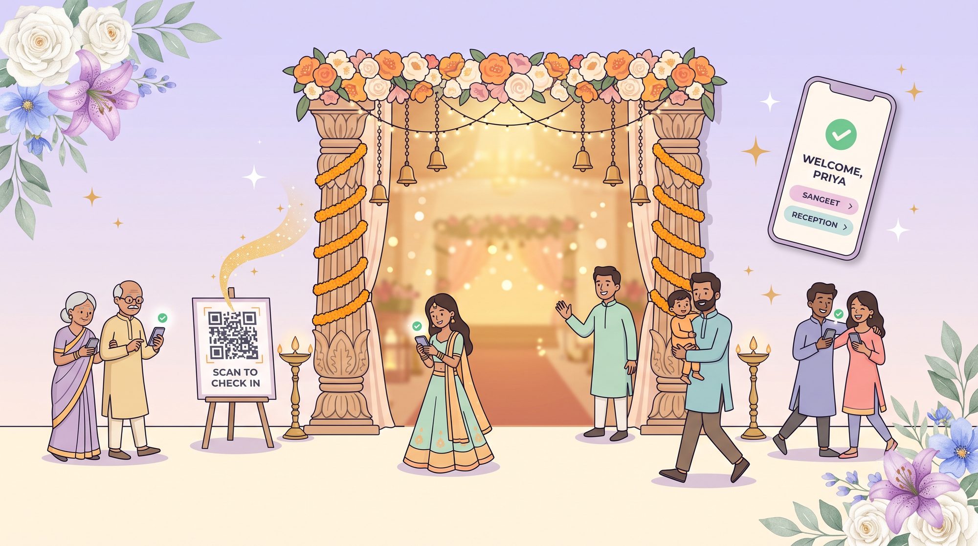 Welcoming wedding guests